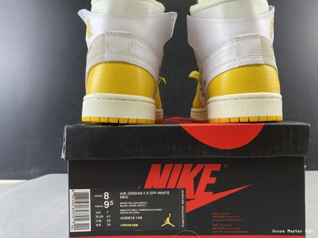 Off-White 1 Air Powder x White Jordan AQ0818-149 Dark NRG Yellow-Cone 0802